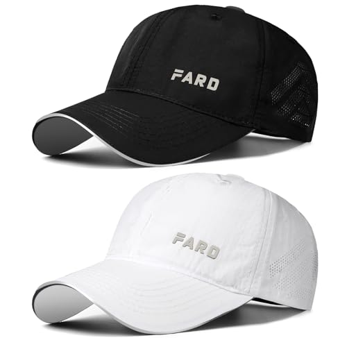 AYPOW 2 Pcs Schnelltrocknend Baseball Cap Herren Damen, Sonnenschutz Basecap mit Reflektierende Krempe Unisex, Leichte Schildmütze Einstellbare Snapback Caps Golf Laufen Tennis Cappy Sommer Outdoor von AYPOW