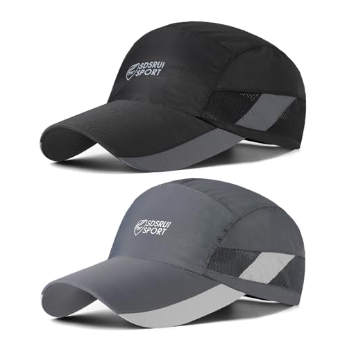 AYPOW 2 Stück Schnell Trocknend Atmungsaktiv Baseball Cap Baseballkappe, Herren Damen Lässig Modisches Leichte Faltbare Outdoor Sportmütze Sportkappe, Waschbar Verstellbar Basecap Sonnenhut, Unisex von AYPOW
