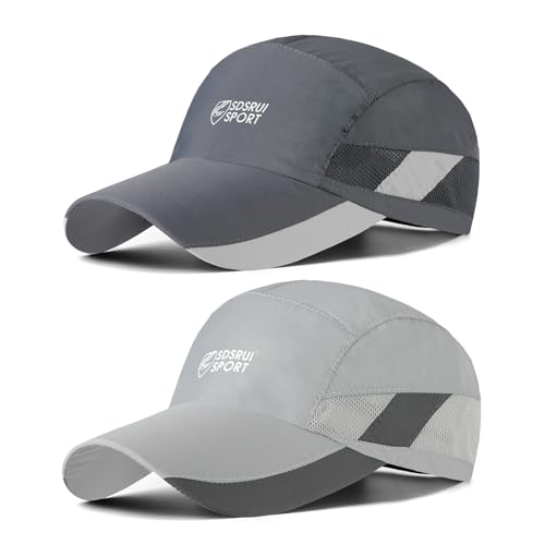 AYPOW 2 Stück Schnell Trocknend Atmungsaktiv Baseball Cap Baseballkappe, Herren Damen Lässig Modisches Leichte Faltbare Outdoor Sportmütze Sportkappe, Waschbar Verstellbar Basecap Sonnenhut, Unisex von AYPOW