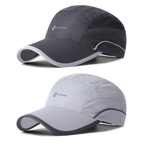 AYPOW 2 Stücke Baseball Cap Herren Damen, Unisex Schnell Trocknend Baseball Cap Baseballkappe, Verstellbar Schnelltrocknend Leichte Sonnenschutz Baseball Caps Für Herren Running Tennis Golf von AYPOW