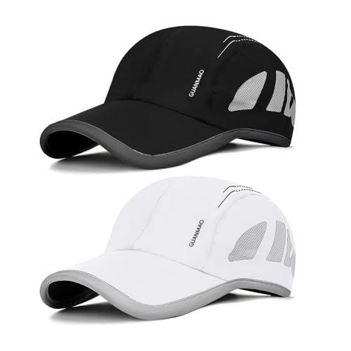 AYPOW 2 Stücke Schnell Trocknende Baseballkappe Unisex, Leichte Faltbare Outdoor Basecap Sport Cap, Atmungsaktive Sommermütze Verstellbare Sonnenhüte, Verstaubarer Laufkappe Sportmütze Herren Damen von AYPOW