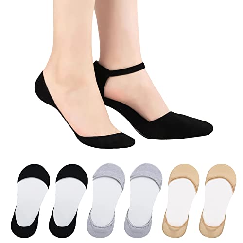 AYPOW 6 Paar Damen Füßlinge Unsichtbare Socken für High Heels, Baumwolle Ultra Low Cut Liner Unsichtbare Socken, Weiche Söckchen Ballerina Socken Sneaker Socken mit Rutschfest Silikon für Loafer von AYPOW