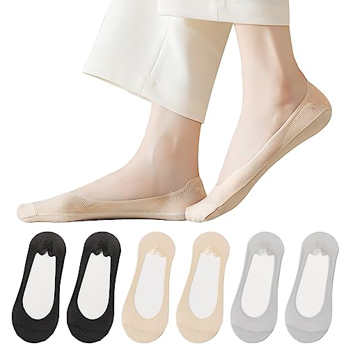 AYPOW 6 Paars Damen Füßlinge Unsichtbare Socken, Frauen Low Cut Liner Eisseide Unsichtbare Socken mit Rutschfest Silikon, Schweiß Absorbierend Atmungsaktive lässige Knöchelsocken Sneaker Socken Loafer von AYPOW