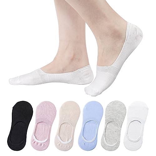 AYPOW 6 Paars Damen Füßlinge Unsichtbare Socken Baumwoll, Frauen Low Cut Liner Unsichtbare Socken mit Rutschfest Silikon, Weiche Atmungsaktive lässige Knöchelsocken Sneaker Socken für Loafer Sneakers von AYPOW