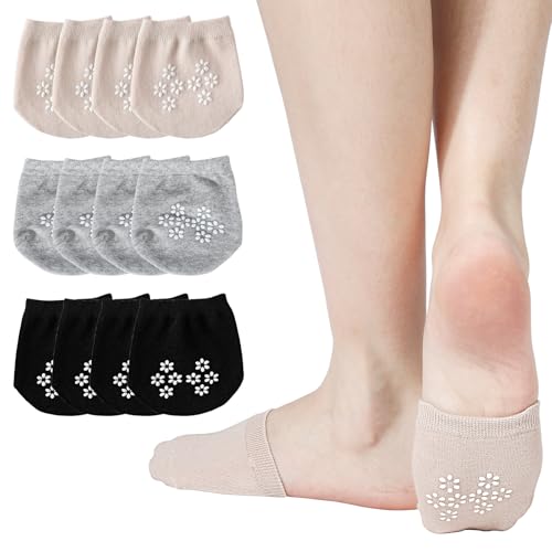 AYPOW 6 Pcs Zehensocken Vorfußsocken aus Baumwolle für Damen, Schweiß Absorbieren No Show Unsichtbare Halbsocken mit Rutschfestem Silikon für Pantoletten Slingback-High-Heels von AYPOW