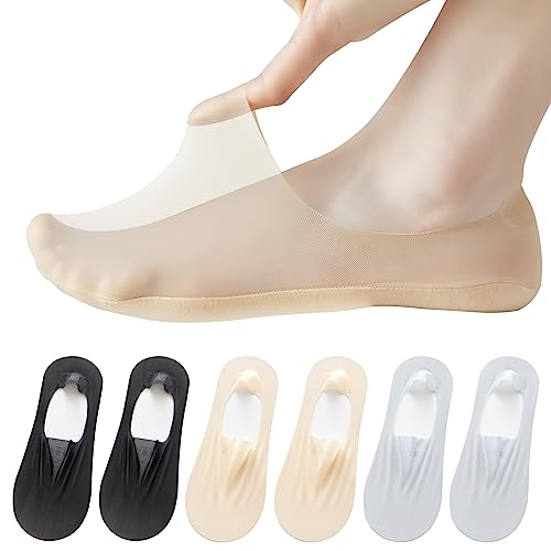 AYPOW 6 Paar Damen Füßlinge - Ultraleichte Atmungsaktive Low Cut Liner & Schnitt Unsichtbare Socken mit Rutschfest Silikon, Ballerina Socken für Loafer Flache Schuhe von AYPOW