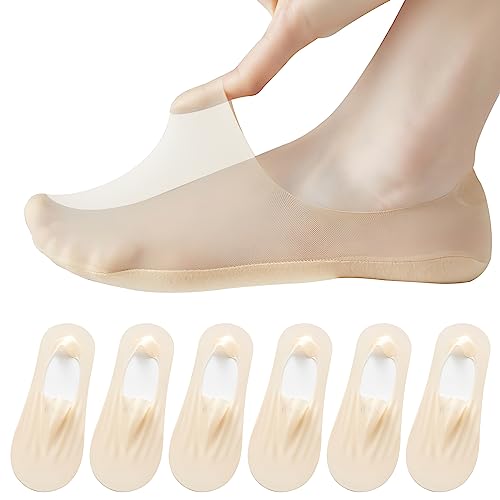 AYPOW 6 Paar Damen Füßlinge Ultra Unsichtbare Socken, Ultraleichte Atmungsaktive Low Cut Liner Mit Rutschfest Silikon, Ballerina Socken für Loafer Flache Schuhe von AYPOW