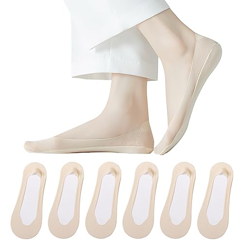 AYPOW 6Paar Damen Füßlinge Ultra Unsichtbare Socken, Ultraleichte Atmungsaktive Ultra Low Cut Liner & Schnitt Willkürlich Rutschfest Unsichtbare Socken, Ballerina Socken, für Loafer Flache Bootsschuhe von AYPOW