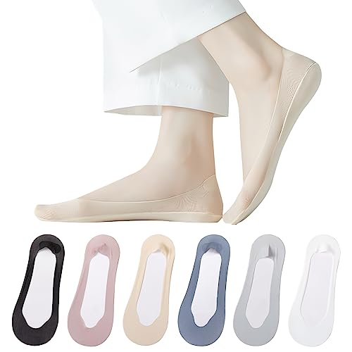 AYPOW 6Paar Damen Füßlinge Ultra Unsichtbare Socken, Ultraleichte Atmungsaktive Ultra Low Cut Liner & Schnitt Willkürlich Rutschfest Unsichtbare Socken, Ballerina Socken, für Loafer Flache Bootsschuhe von AYPOW