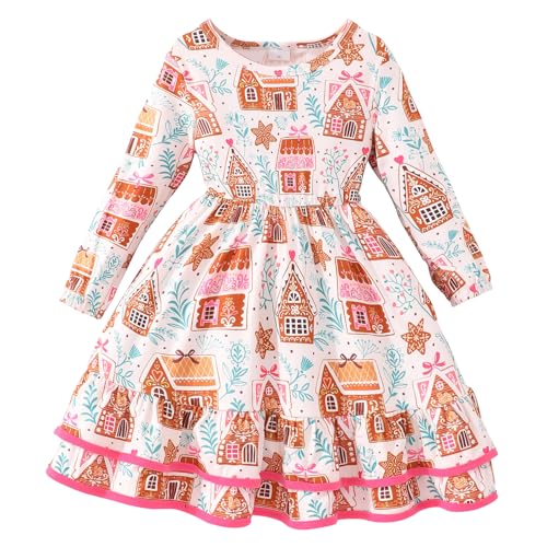 AYPOW Baby Mädchen Kleid Langarm Herbst Blumendruck Kleid Kleinkind Mädchen, Baby Mädchen Weihnachtskleid Langarm Tutu Prinzessin Kleid, Kinder Baby Mädchen Blume Druck Prinzessin Kleid 3-7Jahre von AYPOW