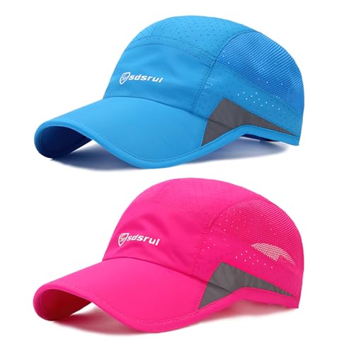 AYPOW Basecap Herren Damen, 2 StüCk Atmungsaktive Sport DüNn Mesh Sommer Kappe, Verstellbar Schnelltrocknend Leichte Sonnenschutz Baseball Cap FüR Outdoor Running Tennis Golf Reisen von AYPOW