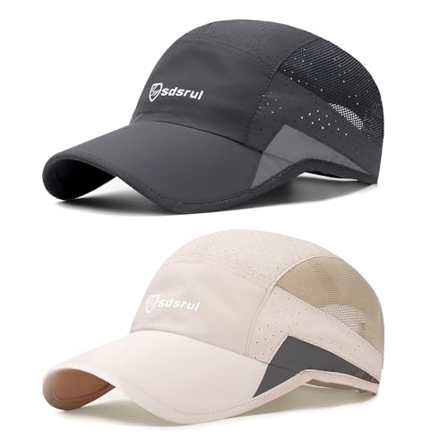 AYPOW Basecap Herren Damen, 2 StüCk Atmungsaktive Sport DüNn Mesh Sommer Kappe, Verstellbar Schnelltrocknend Leichte Sonnenschutz Baseball Cap FüR Outdoor Running Tennis Golf Reisen von AYPOW