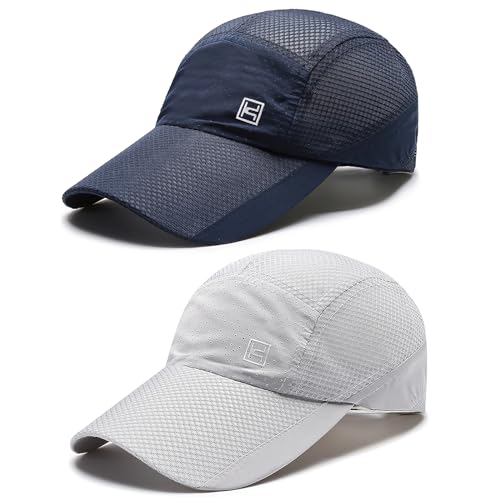 AYPOW Baselball Cap Herren Damen, 2 Pack Atmungsaktiv Mesh Sports Basecap, Sommer Lauf Cap Verstellbar Leichte Schnelltrocknend Sonnenschutz Kappe Unisex fur Running Golf Tennis Outdoor UV-Schutz Cap von AYPOW