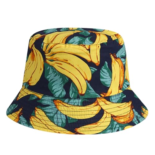 AYPOW Damen Reversibel Fischerhut Leichter Bucket Hat, Baumwolle Faltbar Sonnenhut Beideseitig Tragen Anglerhut Mädchen Fischerhüte, Sommer UV Schutz Strandhut Mode Eimerhut für Camping Reisen von AYPOW