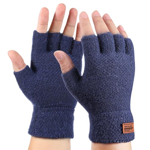 AYPOW Fingerlose Handschuhe für Damen Herren, Winter Thermisch Half Finger Strickhandschuhe Weich, Warme Halb Fingerhandschuhe Fäustlinge Winterhandschuhe Laufen Arbeits Radfahren Outdoor Sport von AYPOW