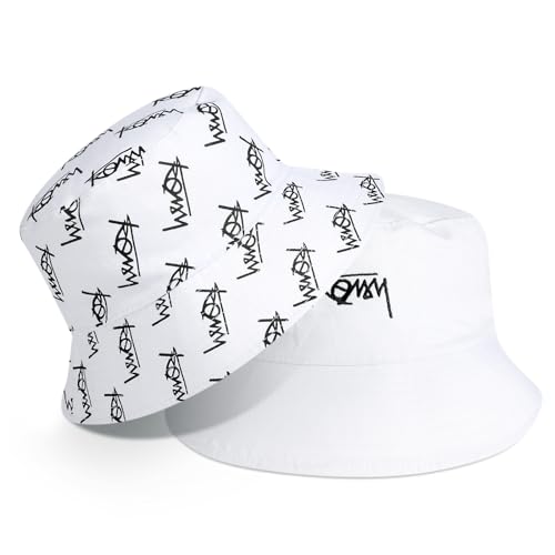 AYPOW Fischerhut Beideseitig Tragen XXL Unisex, Modisch Große Größe Breite Krempe Baumwolle Bucket Hat, Leicht Faltbar Outdoor Sonnenhut Angelhüte Eimerhut Freizeithut Sommermütze, Herren Damen 54-65 von AYPOW