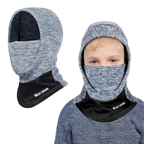 AYPOW Kinder Sturmhaube Winter, Multifunktional Winddicht Fleece Warm Skimaske Radfahren Gesichtsmaske unter dem Helm, Sturmmaske Mütze mit Halswärmer für Jungen Mädchen 6–13, Winter Outdoor Sport von AYPOW