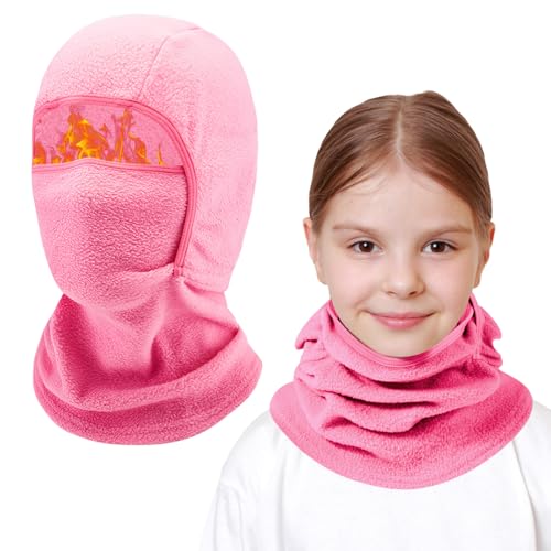 AYPOW Kinder Sturmhaube Winter 4-13, Multifunktional Winddicht Fleece Warm Skimaske Radfahren Gesichtsmaske unter dem Helm, Sturmmaske Mütze mit Halswärmer für Jungen Mädchen, Winter Outdoor Sport von AYPOW