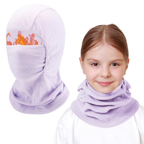 AYPOW Kinder Sturmhaube Winter 4-13, Multifunktional Winddicht Fleece Warm Skimaske Radfahren Gesichtsmaske unter dem Helm, Sturmmaske Mütze mit Halswärmer für Jungen Mädchen, Winter Outdoor Sport von AYPOW