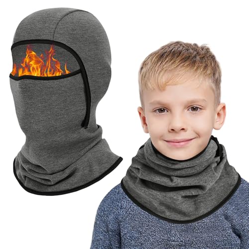 AYPOW Kinder Sturmhaube Winter 6-14, Multifunktional Winddicht Fleece Warm Skimaske Radfahren Gesichtsmaske unter dem Helm, Sturmmaske Mütze mit Halswärmer für Jungen Mädchen, Winter Outdoor Sport von AYPOW