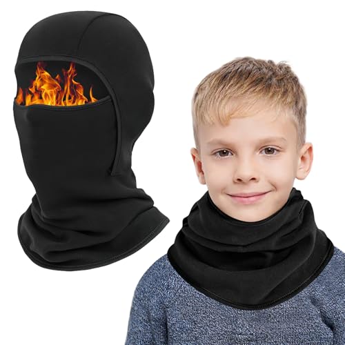 AYPOW Kinder Sturmhaube Winter 6-14, Multifunktional Winddicht Fleece Warm Skimaske Radfahren Gesichtsmaske unter dem Helm, Sturmmaske Mütze mit Halswärmer für Jungen Mädchen, Winter Outdoor Sport von AYPOW