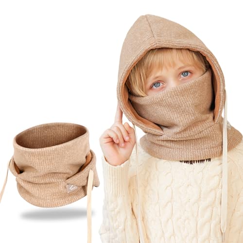 AYPOW Kinder Winter Thermo Fleece Sturmhaube 4-10 Jahre, Multifunktionale Winddichte Gesichtsmaske Skimaske, Warme Strick Fleece Mütze Kapuze Halswärmer Schal für Jungen Mädchen Outdoor-Aktivitäten von AYPOW