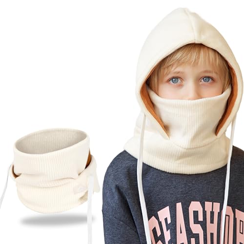 AYPOW Kinder Winter Thermo Fleece Sturmhaube 4-10 Jahre, Multifunktionale Winddichte Gesichtsmaske Skimaske, Warme Strick Fleece Mütze Kapuze Halswärmer Schal für Jungen Mädchen Outdoor-Aktivitäten von AYPOW