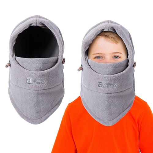AYPOW Kinder Winter Thermo Fleece Sturmhaube 4-9 Jahre, Multifunktionale Winddichte Verstellbare Gesichtsmaske Skimaske, Warme Mütze Sturmmaske Halswärmer Schal für Jungen Mädchen Outdoor-Aktivitäten von AYPOW