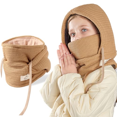 AYPOW Kinder Winter Thermo Fleece Sturmhaube Mütze Kapuze 4-10 Jahre, Multifunktionale Winddichte Warme Gesichtsmaske Skimaske, Strick Fleece Wintermütze Halswärmer Schal für Jungen Mädchen Outdoor von AYPOW