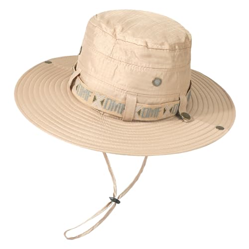 AYPOW Outdoor Unisex Sonnenhut mit Breiter Krempe, Atmungsaktiver UV-Schutz Leichter Sommerhüte Faltbar Schnelltrocknend Verstellbar Safari Wander Hut Boonie für Herren Damen Camping Trekking von AYPOW