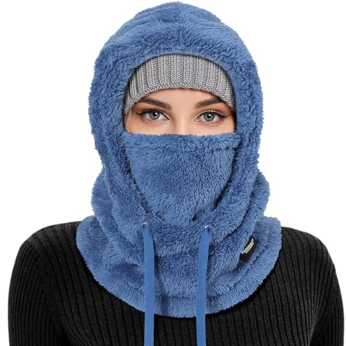 AYPOW Plüsch Sturmhaube Mütze Winter Herren Damen, Multifunktionale Outdoor Winddicht Thermo Fleece Gesichtshaube Warm Skimaske mit Nackenwärmer Halswärmer, Gesichtsmaske Radfahren Motorräder Wandern von AYPOW