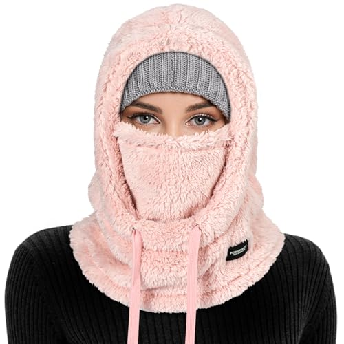 AYPOW Plüsch Sturmhaube Mütze Winter Herren Damen, Multifunktionale Outdoor Winddicht Thermo Fleece Gesichtshaube Warm Skimaske mit Nackenwärmer Halswärmer, Gesichtsmaske Radfahren Motorräder Wandern von AYPOW