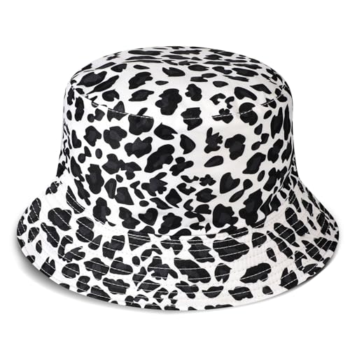 AYPOW Reversibel Damen Fischerhut Leopard Faltbar Sonnenhut, Leichter Beideseitig Tragen Anglerhut Teenager Mädchen Baumwolle Fischerhüte, UV-Schutz Strandhut Mode Eimerhut für Camping Reisen Wandern von AYPOW