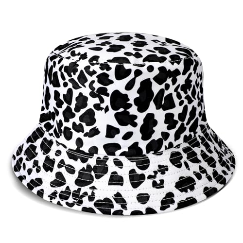 AYPOW Reversibel Damen Fischerhut Leopard Faltbar Sonnenhut, Leichter Beideseitig Tragen Anglerhut Teenager Mädchen Baumwolle Fischerhüte, UV-Schutz Strandhut Mode Eimerhut für Camping Reisen Wandern von AYPOW