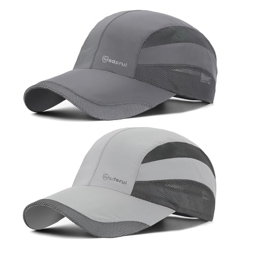 AYPOW Schnelltrocknend Baseballkappe Herren Damen, 2 Pcs Kühlende Atmungsaktiv Mesh Laufmützen, Faltbare Verstellbar Sonnenschutz Running Cap Basecap Sportmütze Draußen Sport Sommer von AYPOW