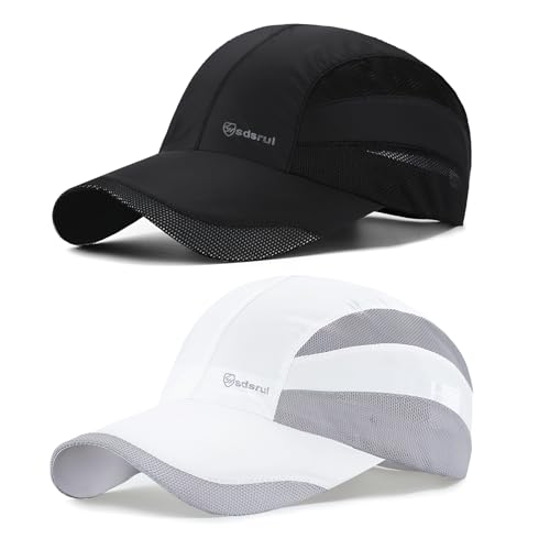AYPOW Schnelltrocknend Baseballkappe Herren Damen, 2 Pcs Kühlende Atmungsaktiv Mesh Laufmützen, Faltbare Verstellbar Sonnenschutz Running Cap Basecap Sportmütze Draußen Sport Sommer von AYPOW