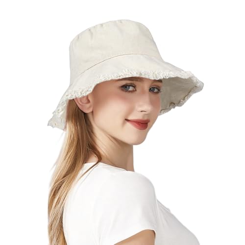 AYPOW Sonnenhut Damen Herren UV-Schutz, Washed Baumwolle Fischerhut Faltbar mit Frayed Brim Bucket Hat Strand Sommerhut Wanderhut Anglerhut Sun Hut Outdoor Travel von AYPOW