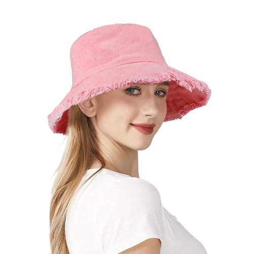 AYPOW Sonnenhut Damen Herren UV-Schutz, Washed Baumwolle Fischerhut Faltbar mit Frayed Brim Bucket Hat Strand Sommerhut Wanderhut Anglerhut Sun Hut Outdoor Travel von AYPOW