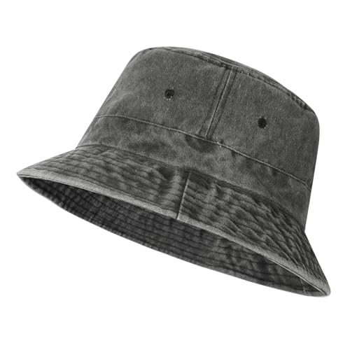 AYPOW Unisex XL/XXL Fischerhut, Großer Vintage Gewaschener Denim Baumwolle Bucket Hat, Faltbare Outdoor Sonnenhut Sommerhut, Eimerhut Angelhüte Freizeithut, Camping Reisen Wandern Herren Damen (54-64) von AYPOW