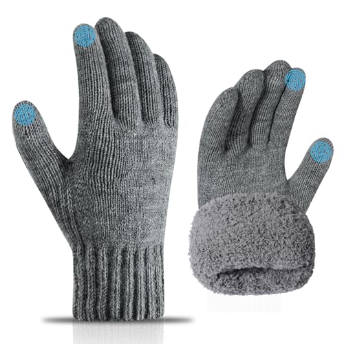 AYPOW Winter Handschuhe Herren Damen, Handschuhe Touchscreen Thermo Strickhandschuhe mit Dick Fleecefutter, Warme Wollhandschuhe für Laufen Fahren Radfahren Outdoor Sport von AYPOW