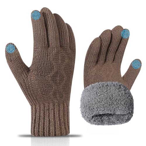AYPOW Winter Handschuhe Herren Damen, Handschuhe Touchscreen Thermo Strickhandschuhe mit Dick Fleecefutter, Warme Wollhandschuhe für Laufen Fahren Radfahren Outdoor Sport von AYPOW