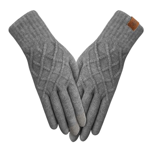 AYPOW Winter Thermo Strickhandschuhe Damen, Modische Slouchy Touchscreen Handschuhe mit Fleece Futter, Warm Dehnbare Handschuhe, Tägliche Outdoor Aktivitäten Winterhandschuhe, Geschenk Frauen Damen von AYPOW