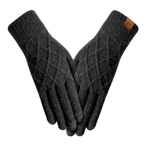 AYPOW Winter Thermo Strickhandschuhe Damen, Modische Slouchy Touchscreen Handschuhe mit Fleece Futter, Warm Dehnbare Handschuhe, Tägliche Outdoor Aktivitäten Winterhandschuhe, Geschenk Frauen Damen von AYPOW