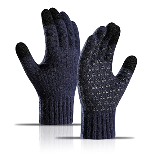 AYPOW Winter Warme Strickhandschuhe Unisex, Anti-Rutsch Touchscreen Thermo-Fleece Gefütterte Handschuhe, Damen und Herren Outdoor-Sport Laufen Radfahren Wandern Fahren Arbeits handschuhe von AYPOW