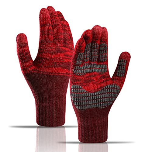 AYPOW Winter Warme Strickhandschuhe für Herren, Anti-Rutsch Touchscreen Thermo-Fleece Gefütterte Handschuhe, Outdoor-Sport Laufen Radfahren Wandern Fahren Arbeits handschuhe von AYPOW