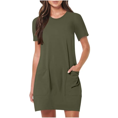 AYSDSKI Black Friday Kleider Damen Sommer Einfarbig Blusenkleid Kurz Sommerkleid mit Taschen Rundhal Dress Kurzarm Kleid Freizeitkleid AYSDSKI Black Friday Kleider Damen Sommer Einfarbig Blusenkleid Kurz Sommerkleid mit Taschen Rundhal Dress Kurzarm Kleid Freizeitkleid von AYSDSKI