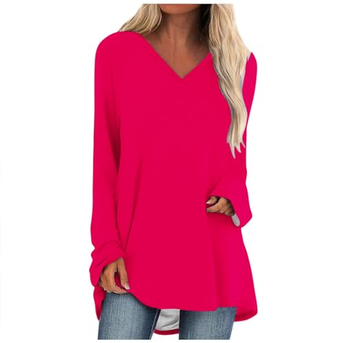 AYSDSKI Damen Langarmshirt Pink L Tunika mit Rundhalsausschnitt und Langarm von AYSDSKI