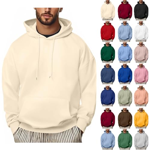 AYSDSKI Herren Hoodie Einfarbig Kapuzenpullover Langarm Sweatshirts mit Kapuze Männer Casual Pullover Kordelzug Hoody mit Tasche Leicht Sport Übergangsjacke Basic Winter Hoodies von AYSDSKI