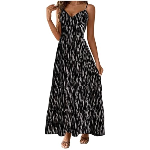 AYSDSKI Sommerkleid Damen Einfarbig Ballkleider Knielang Tunikakleid Fliegende Ärmel Kleider Elegant Abendkleider Ärmellos Kleid von AYSDSKI