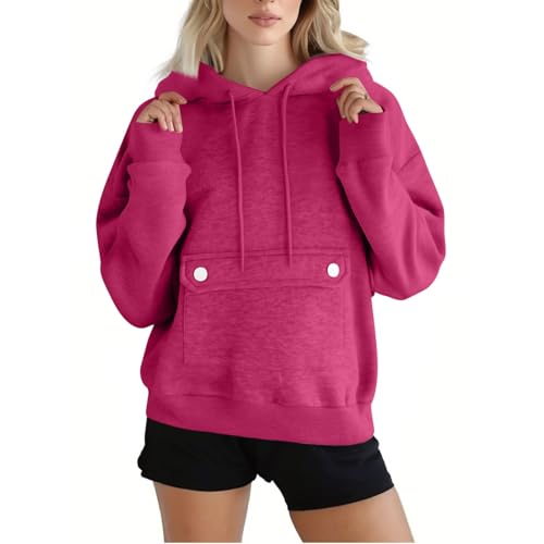 AYSDSKI Sweatshirt Damen mit Kapuze Einfarbig Kapuzenpullover Autumn Winter Kapuzenpulli Klassische Passform Hoodie mit Taschen Lässige Langarm Oberteile Sportshirt S-3XL von AYSDSKI